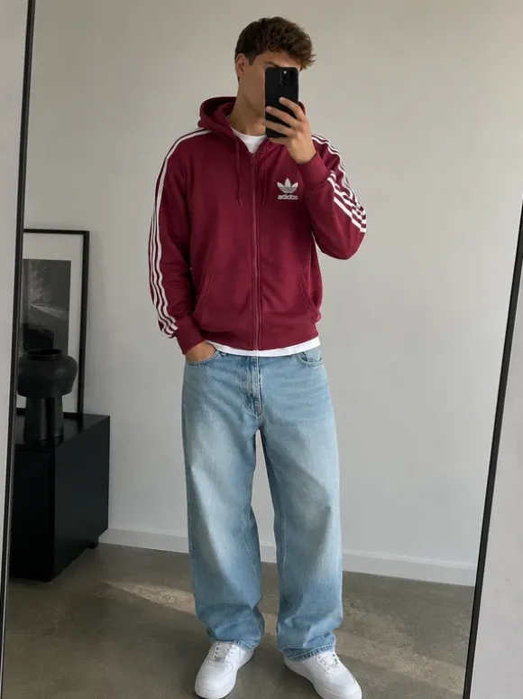 #113 | Adidas Originals | Sweatjacke | L | Burgunderrot | Firebird | Vintage