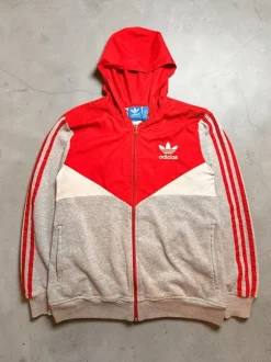 #114 | Adidas Originals | Sweatjacke | M | Rot & Grau| Firebird | Vintage