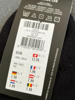 3 paar sneakersokjes zwart 43-46