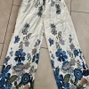 🎀 Sommerhose Baumwolle Leinen Mix weites Bein gr M/L Blumen Luftig angenehmer Stoff Neu🎀