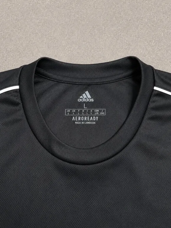 Adidas Aeroready Sport T-Shirt Black White Vintage Y2K Size L
