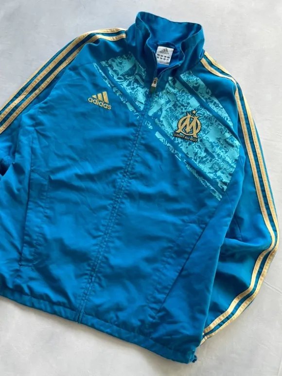 Adidas Olympique Marseille Track Jacket Blau Größe M Vintage Y2K