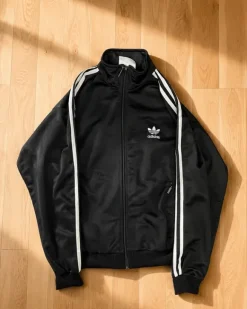 adidas Originals Firebird Trainingsjacke High Collar – Schwarz / Weiß – Trefoil – Größe S