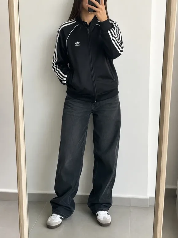 adidas Originals SST Trainingsjacke – Schwarz / Weiß – Trefoil – Größe L