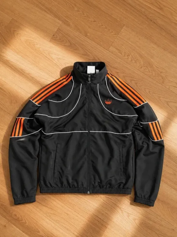 adidas Originals Trainingsjacke – Schwarz / Orange – Trefoil – Größe S