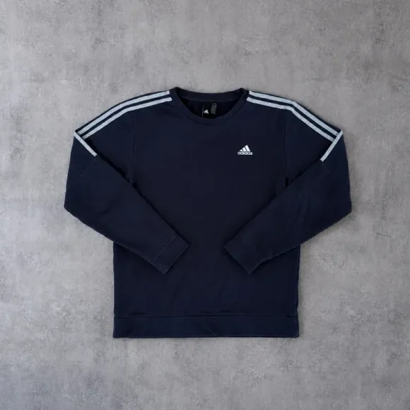 Adidas Oversized Sweatshirt Navy Blue Y2K Streetwear Vintage 90s 00s Crewneck Baggy Pullover Unisex