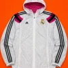 Adidas Real Madrid Windbreaker Jacke Weiß Pink Vintage Y2K Hooded Jacket L