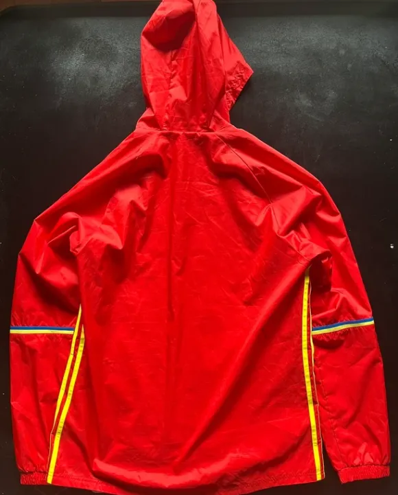Adidas Spanien Regenjacke Rot Gelb Fußball Windbreaker Vintage Gr. L