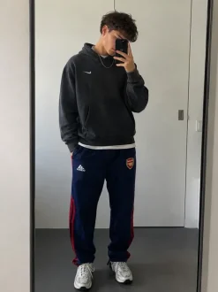 Adidas Trackpants | Open Leg | L | Dunkelblau Rot | Vintage Y2K Arsenal