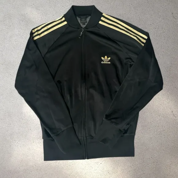 Adidas Trainingsjacke | Trackjacket | Größe M | schwarz&gold | Retro 2000er