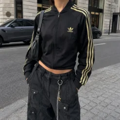Adidas Trainingsjacke | Trackjacket | Größe M | schwarz&gold | Retro 2000er