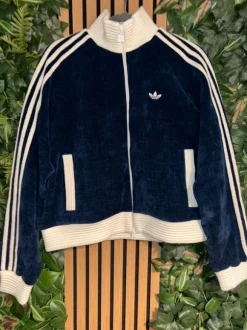 Adidas Velour Trainingsjacke Dunkelblau 💙 NEU L 42/44 Retro/Y2K (Velour/Samt-Optik)