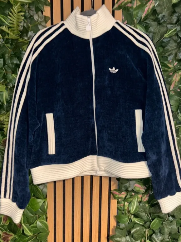 Adidas Velour Trainingsjacke Dunkelblau 💙 NEU L 42/44 Retro/Y2K (Velour/Samt-Optik)
