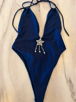 Alessandra Rich Luxuriöser Badeanzug XS 34 Neu Blau