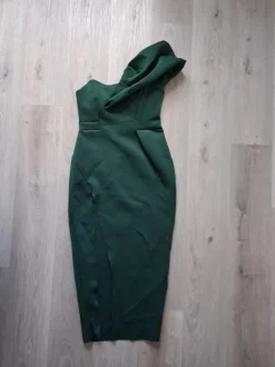 ASOS One-Shoulder Kleid Dunkelgrün Größe 40