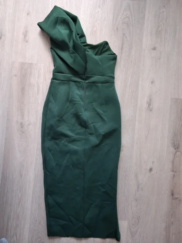 ASOS One-Shoulder Kleid Dunkelgrün Größe 40