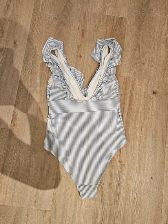 Badeanzug Schwangerschaft blau weiß