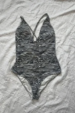 Badpak zebra wit marineblauw