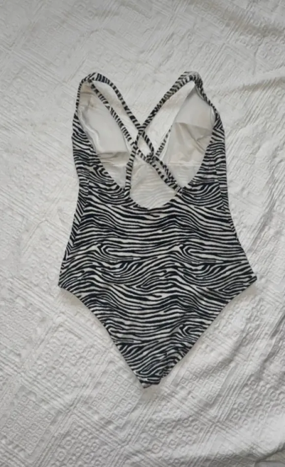 Badpak zebra wit marineblauw