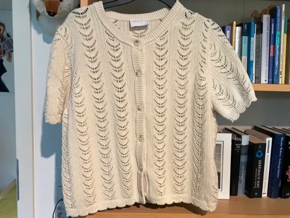 Baumwollsrickjacke kurzarm Gr.40 creme/beige