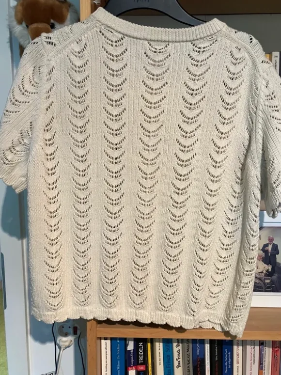 Baumwollsrickjacke kurzarm Gr.40 creme/beige