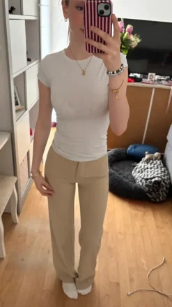 Beige Anzugshose