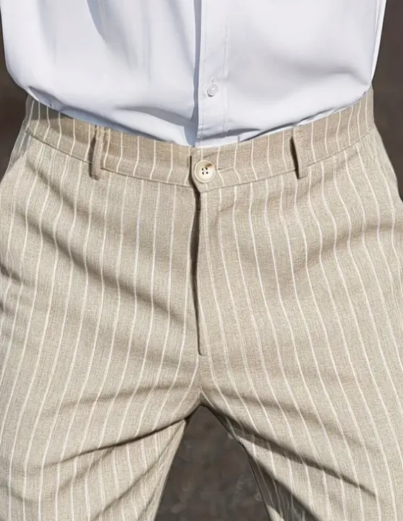 Beige Herren Anzughose / Old Money Style / Elegant Fit