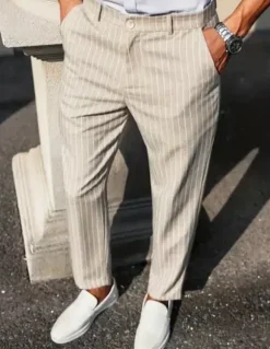 Beige Herren Anzughose / Old Money Style / Elegant Fit