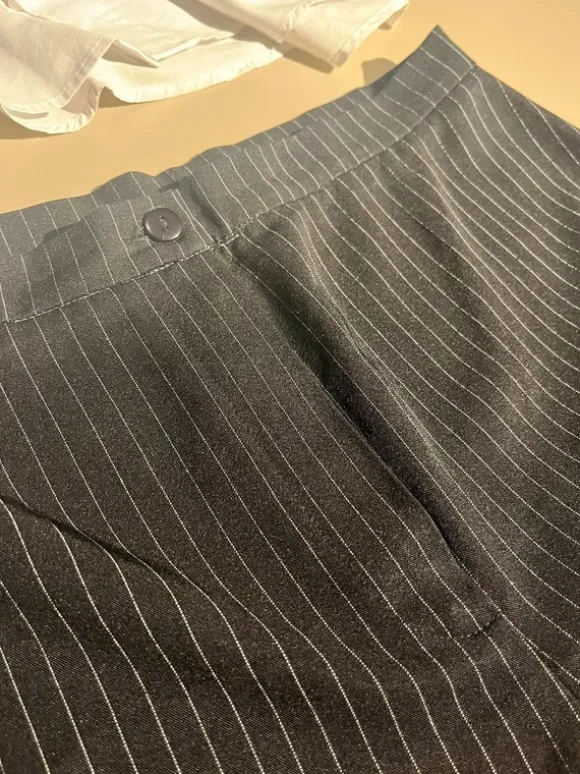 Black Baggy Pinstripe Striped Trousers