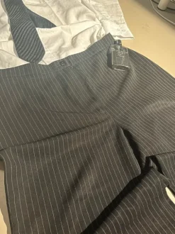 Black Baggy Pinstripe Striped Trousers