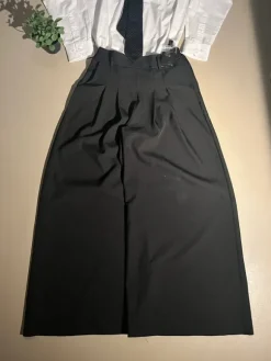 Black Baggy Pleated Trousers