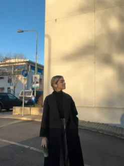 Black Long Coat Size S/M | Minimal Chic