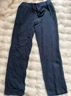 Blaue Musseline Hose Locker High Waist - Größe 40-42