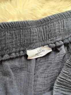 Blaue Musseline Hose Locker High Waist - Größe 40-42