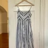 Blau/Weisses Leinen Sommerkleid Gr. 40