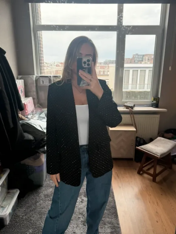 Blazer met strass-steentjes