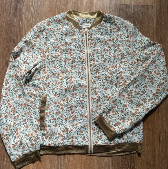 Blousonjacke mit Blumenmuster & Golddetails Gr. M