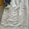 Boden Leinen Kleid 36 weiß mit blauen Applikationen