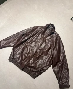 Bordeaux/bruin leren jas