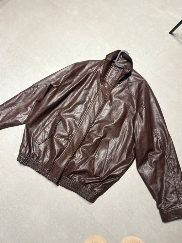 Bordeaux/bruin leren jas