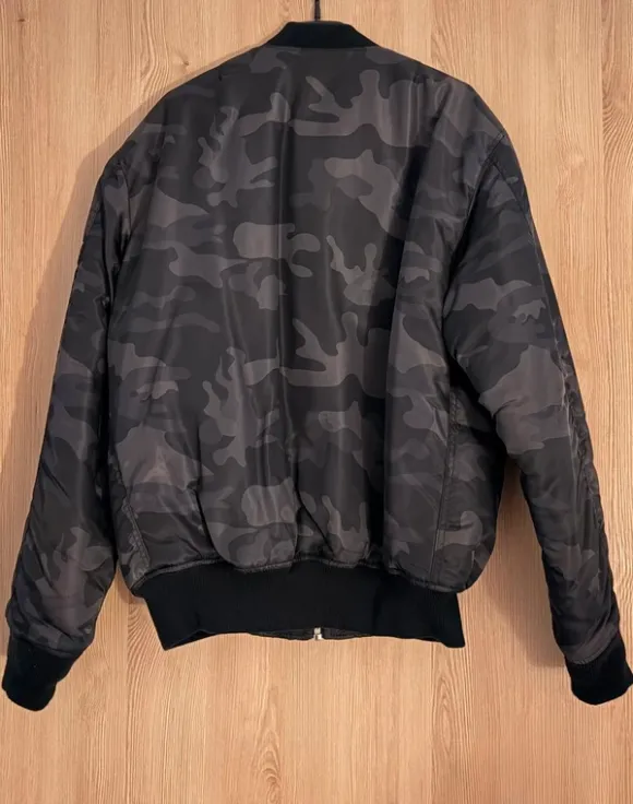Brandit MA1 Bomberjacke Camouflage Schwarz Herren Übergangsjacke Streetwear Größe L