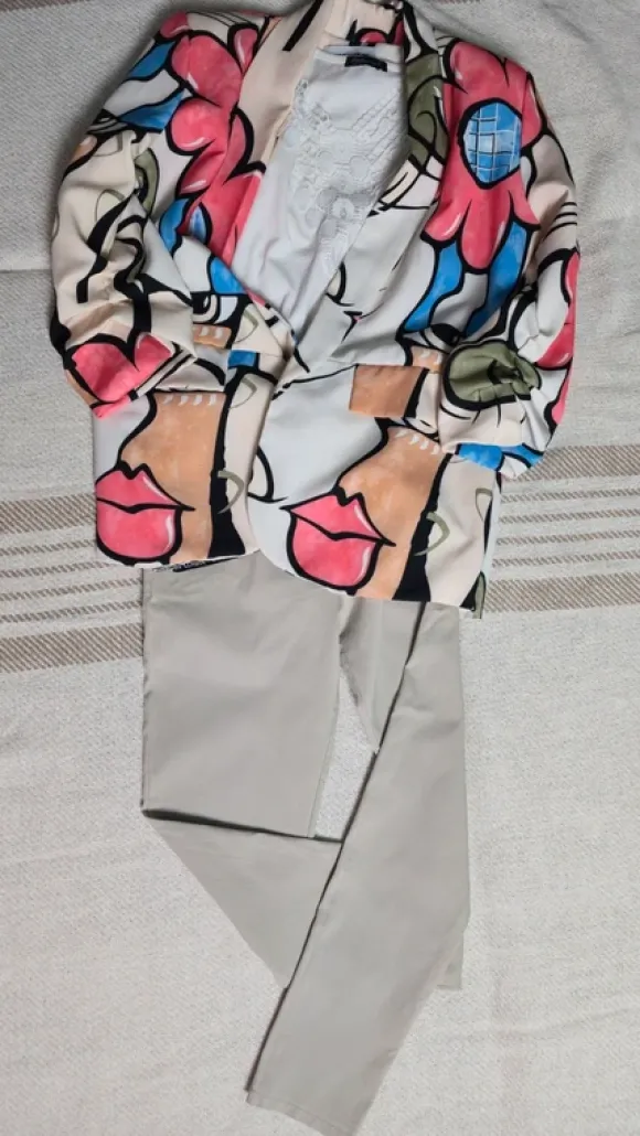 Bunte Oversize Blazer Jacke mit Print
