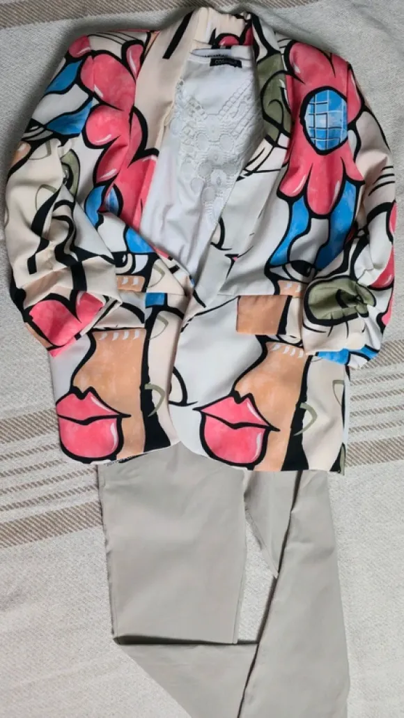 Bunte Oversize Blazer Jacke mit Print