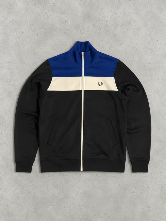 Casual Fred Perry Trainingsjacke | schwarz/weiß/blau | Gr. M
