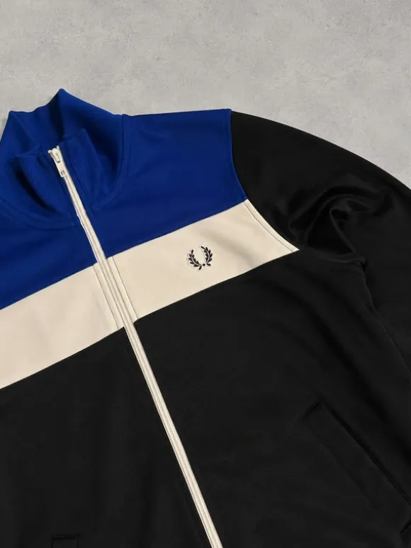 Casual Fred Perry Trainingsjacke | schwarz/weiß/blau | Gr. M
