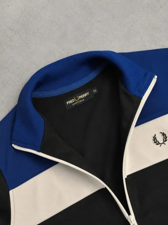 Casual Fred Perry Trainingsjacke | schwarz/weiß/blau | Gr. M