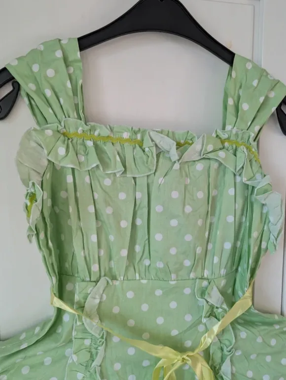 Casual/Sweet Lolita Kleid grün gepuntet 2-teilig