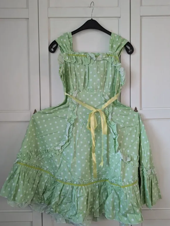 Casual/Sweet Lolita Kleid grün gepuntet 2-teilig