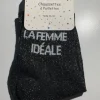 Chaussette à pailletés noir « la femme idéale  »