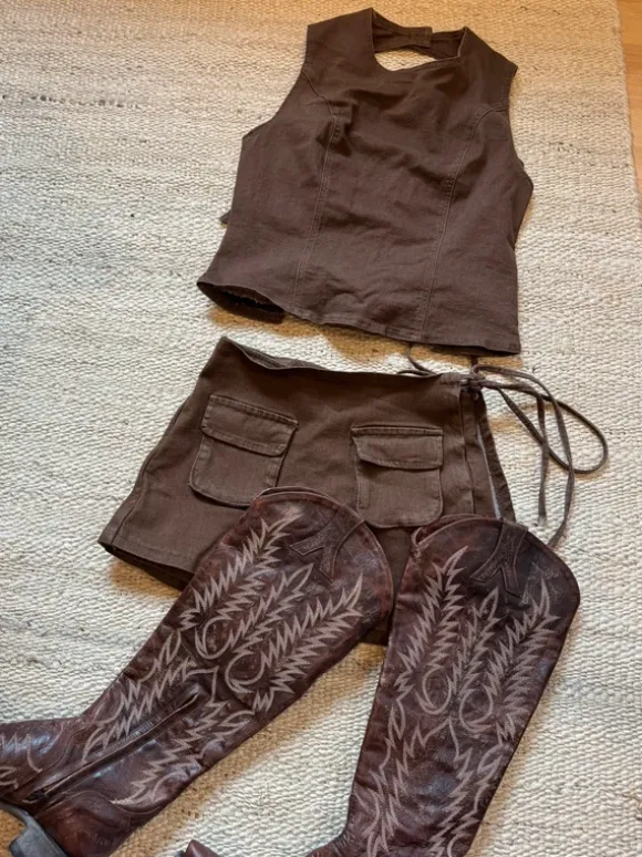 Cowboy Cowgirl Rodeo Zweiteiler Blau Gr. M Skorts Top